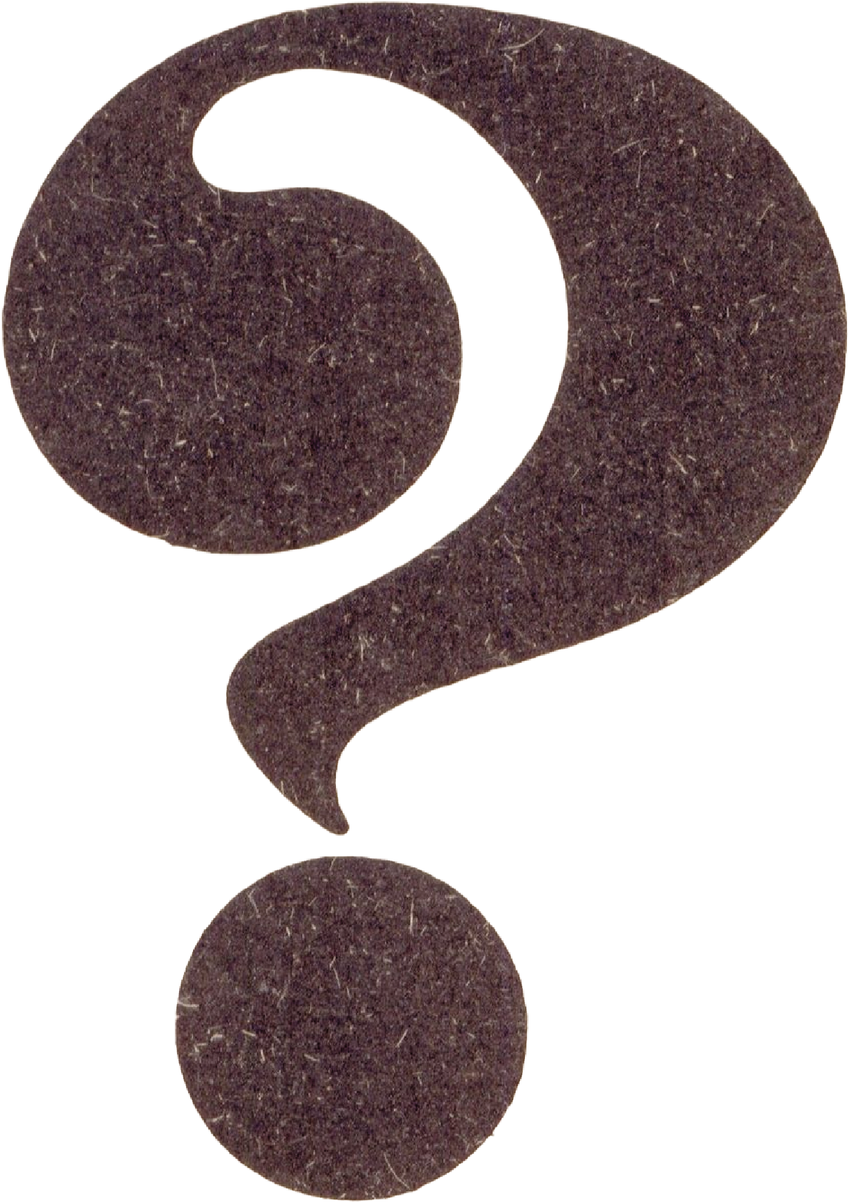 A large brown question mark with a textured appearance, casting a shadow below on a white background.