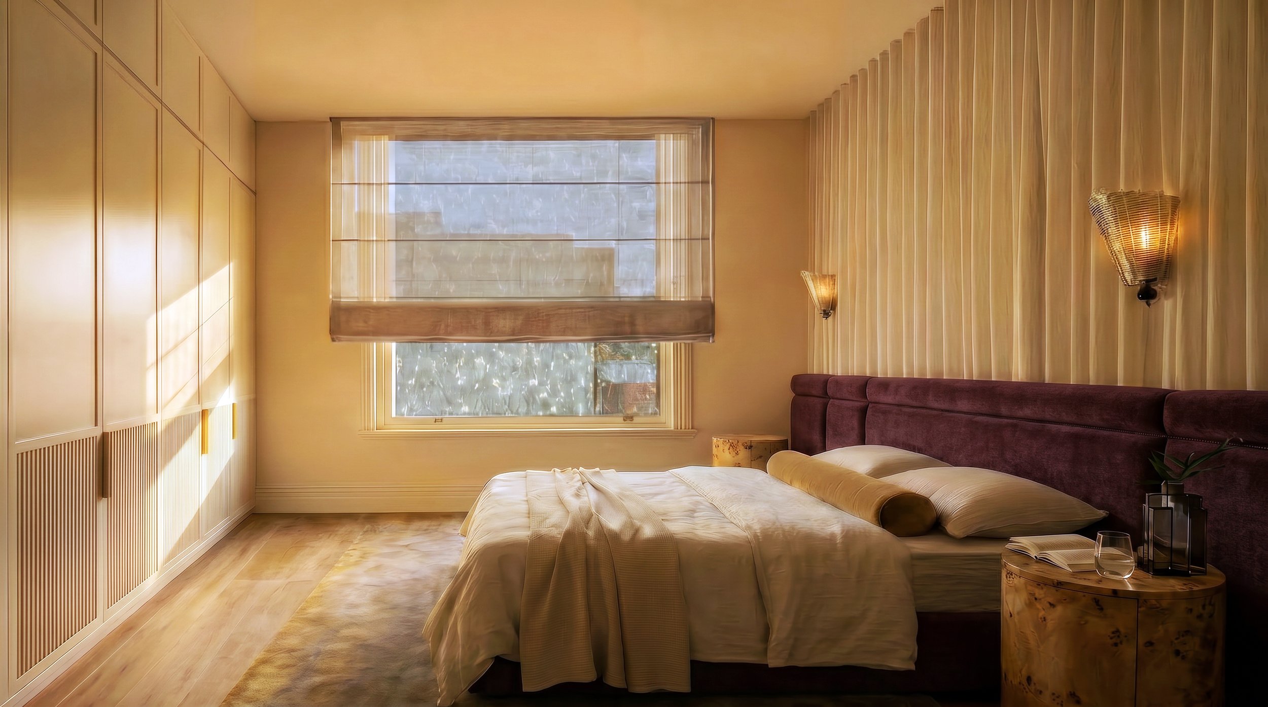 Applecross Halcyon House master bedroom with mid-century modern interior design by Atelier E & Co