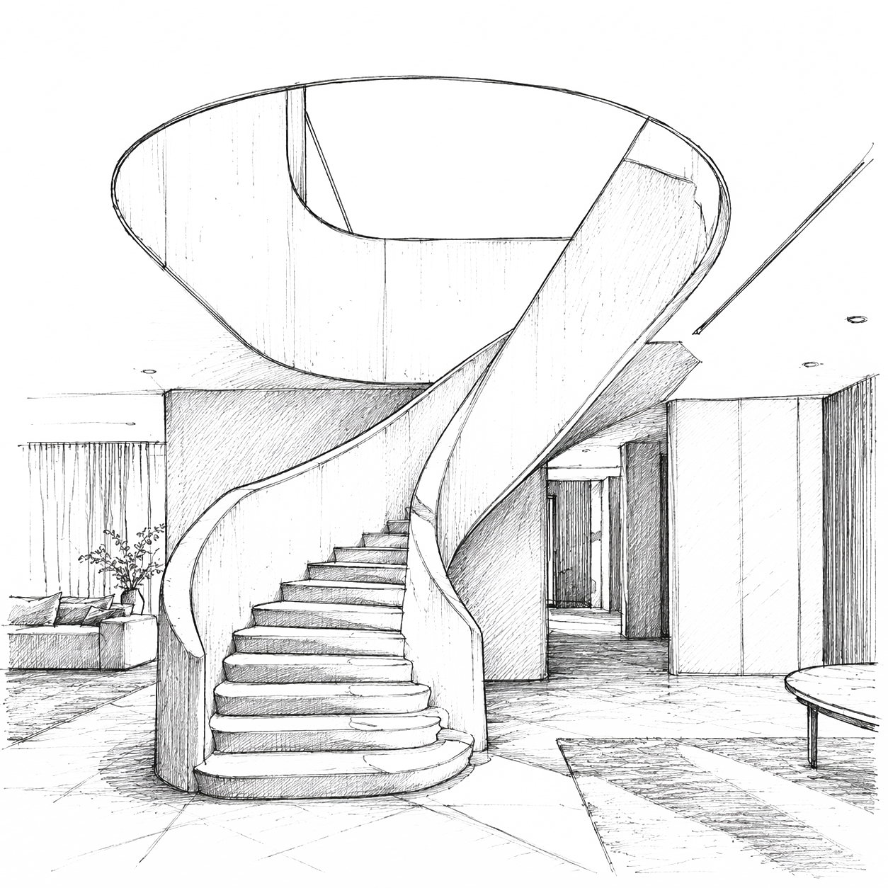 Repulse Bay Residence Entry Foyer Handsketch