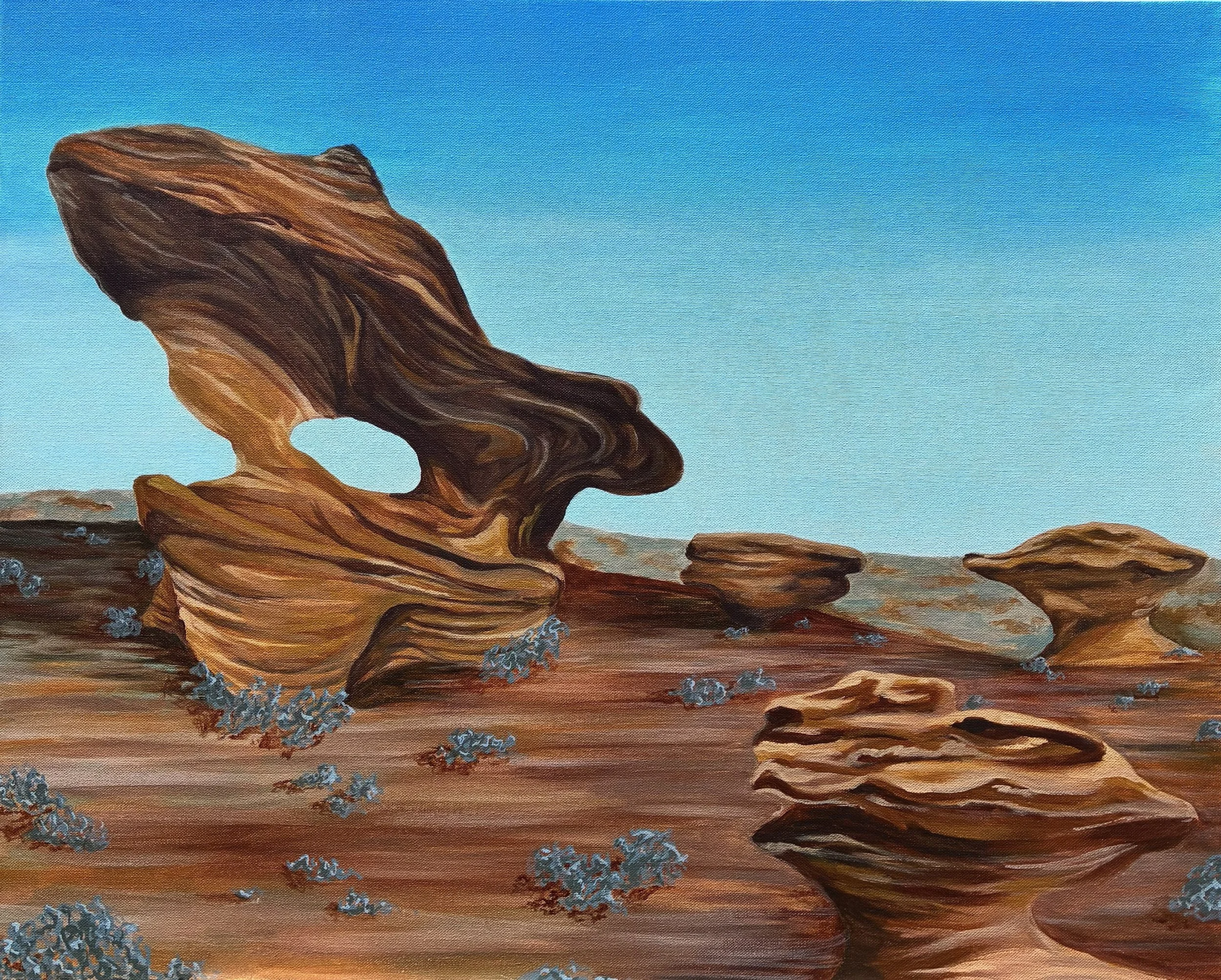 "Wind Swept Rocks" 20x24 Acrylic on canvas