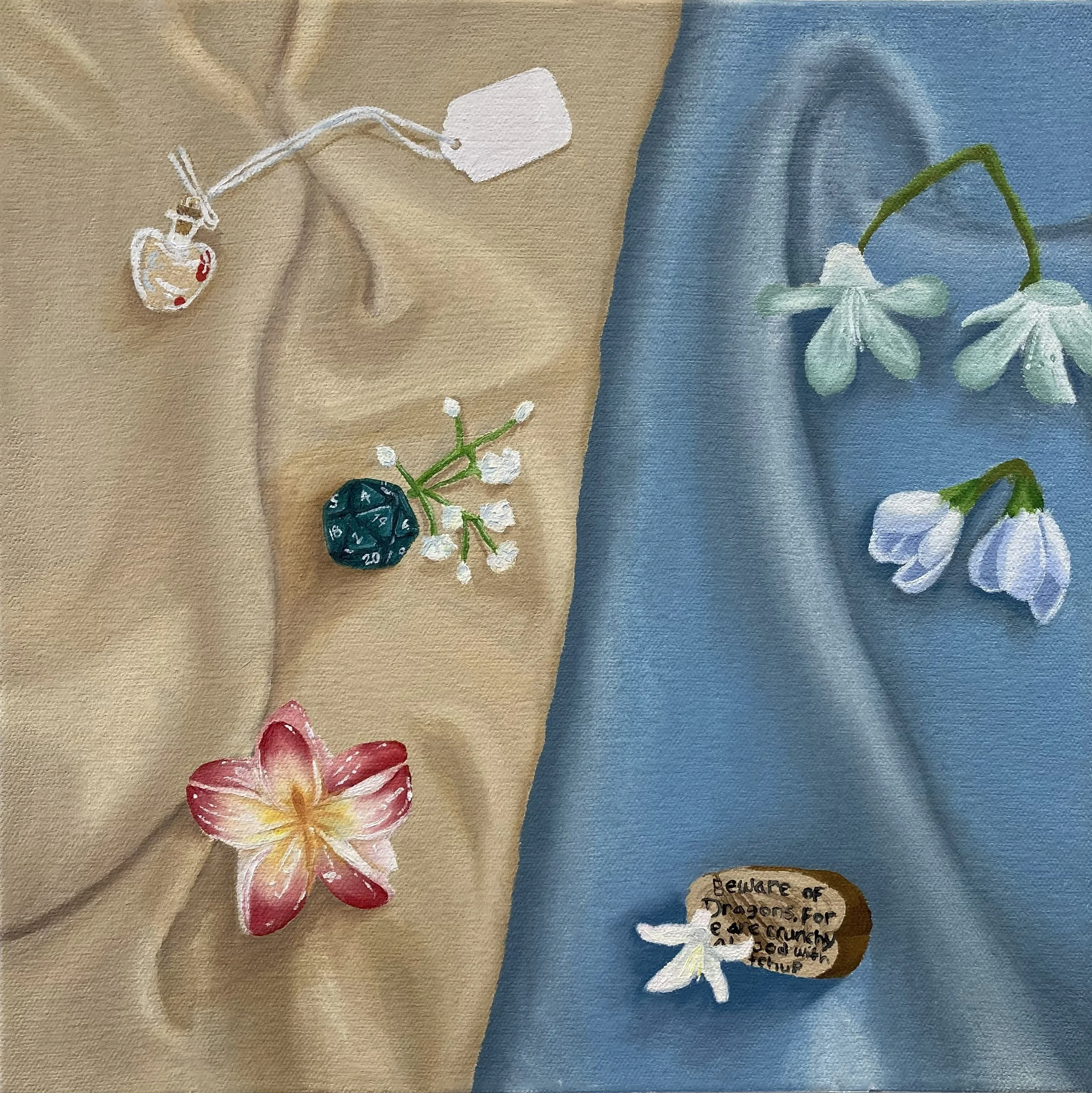 "Fabric and Object Study" 10x10 Oil on canvas