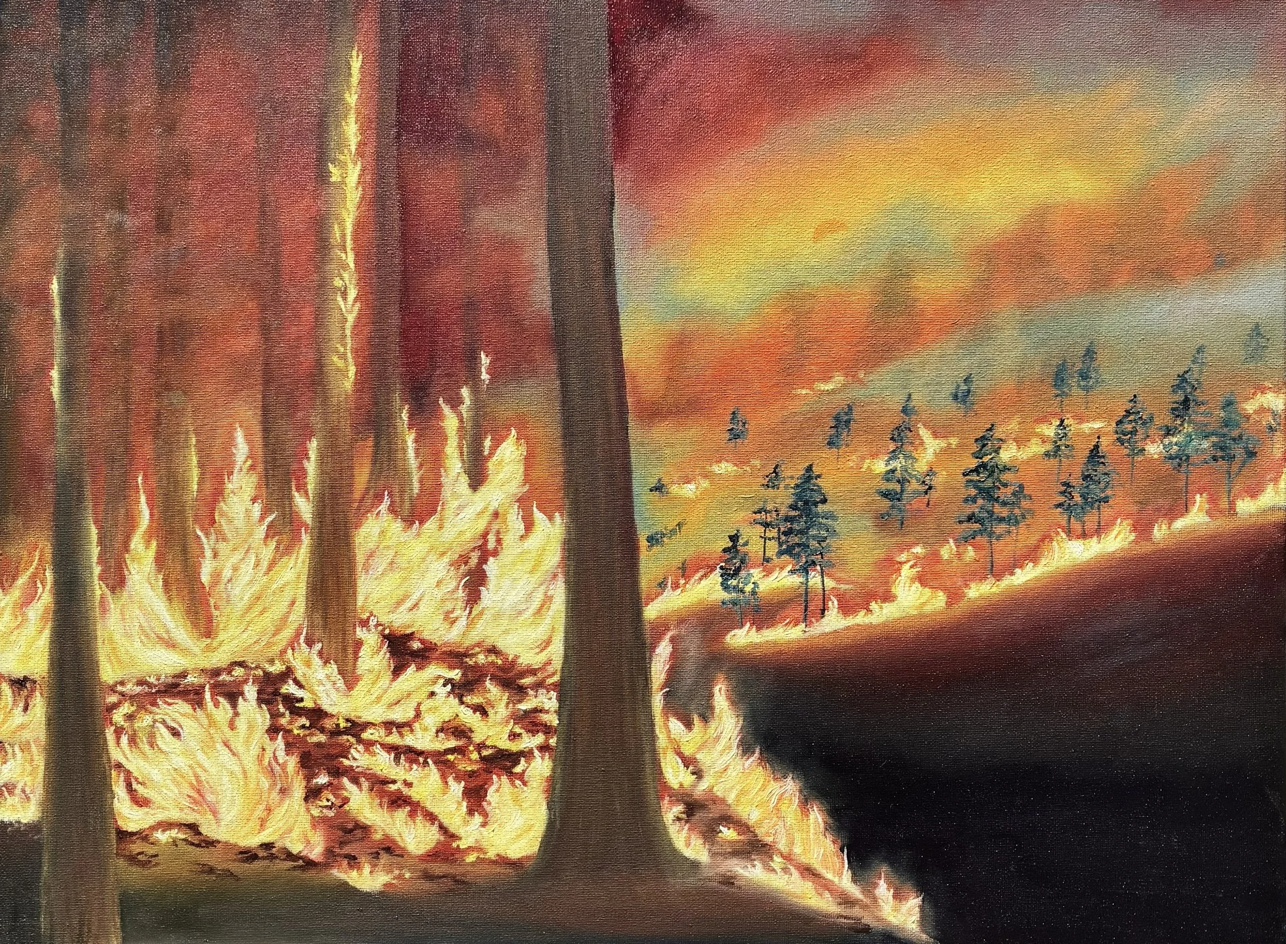 "Forest Fire" 18x24 Oil on canvas