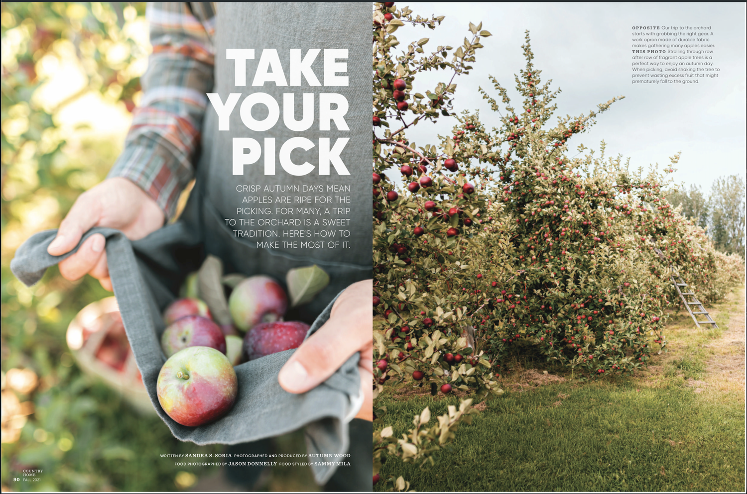 Country Home Take Your Pick spread with freshly picked apples and an orchard