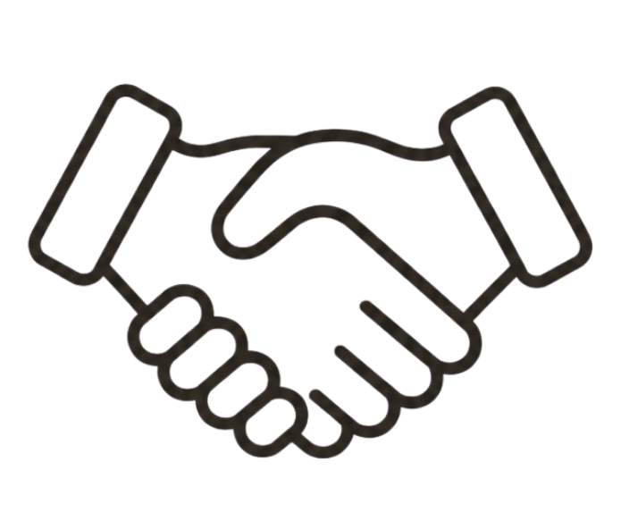 Icon of two hands shaking, symbolizing handshake or agreement.