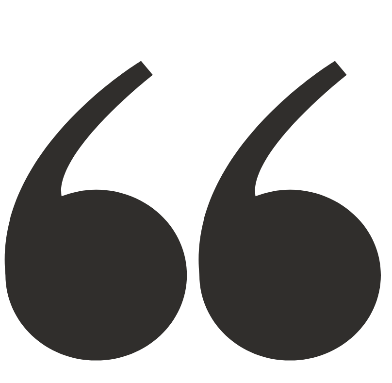Two large black quotation marks.