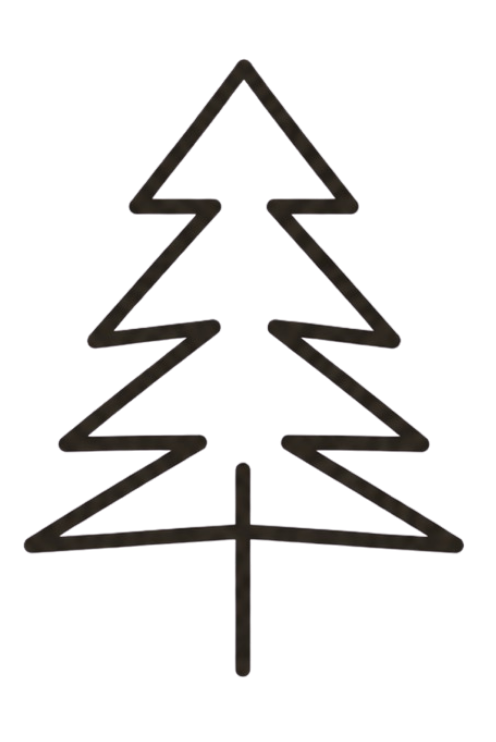 Outline of a Christmas tree made of black neon lights.