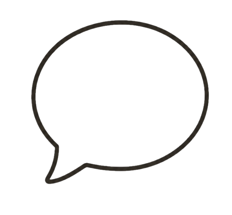 Empty black speech bubble outline on a transparent background.
