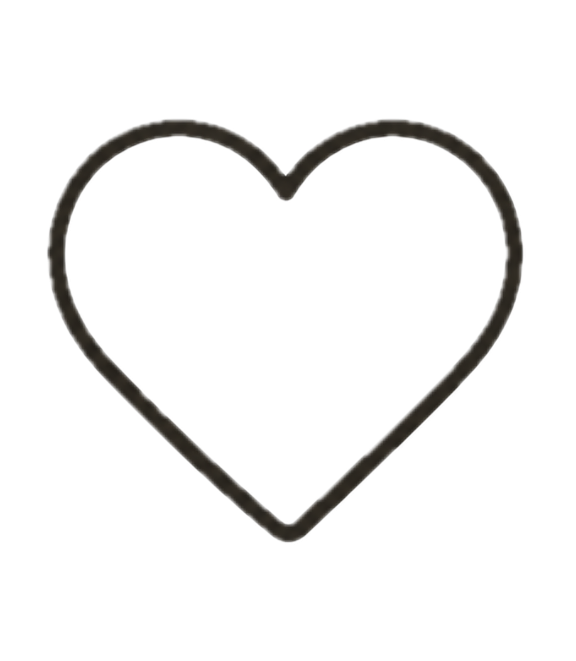 Outline of a white heart with a black border on a black background.