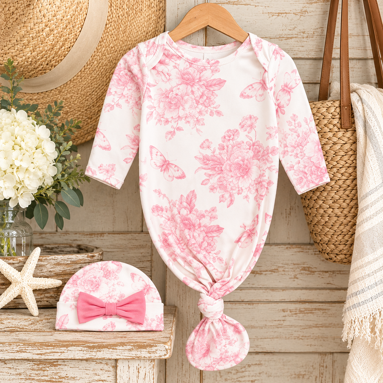 Pink Toile Knotted Baby Gown Display.png