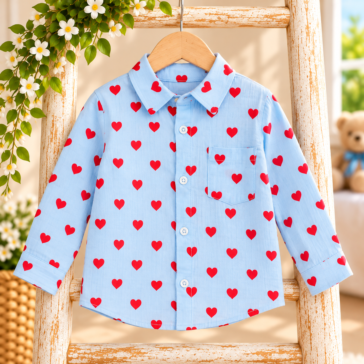 Heart-Patterned Blue Children’s Shirt.png