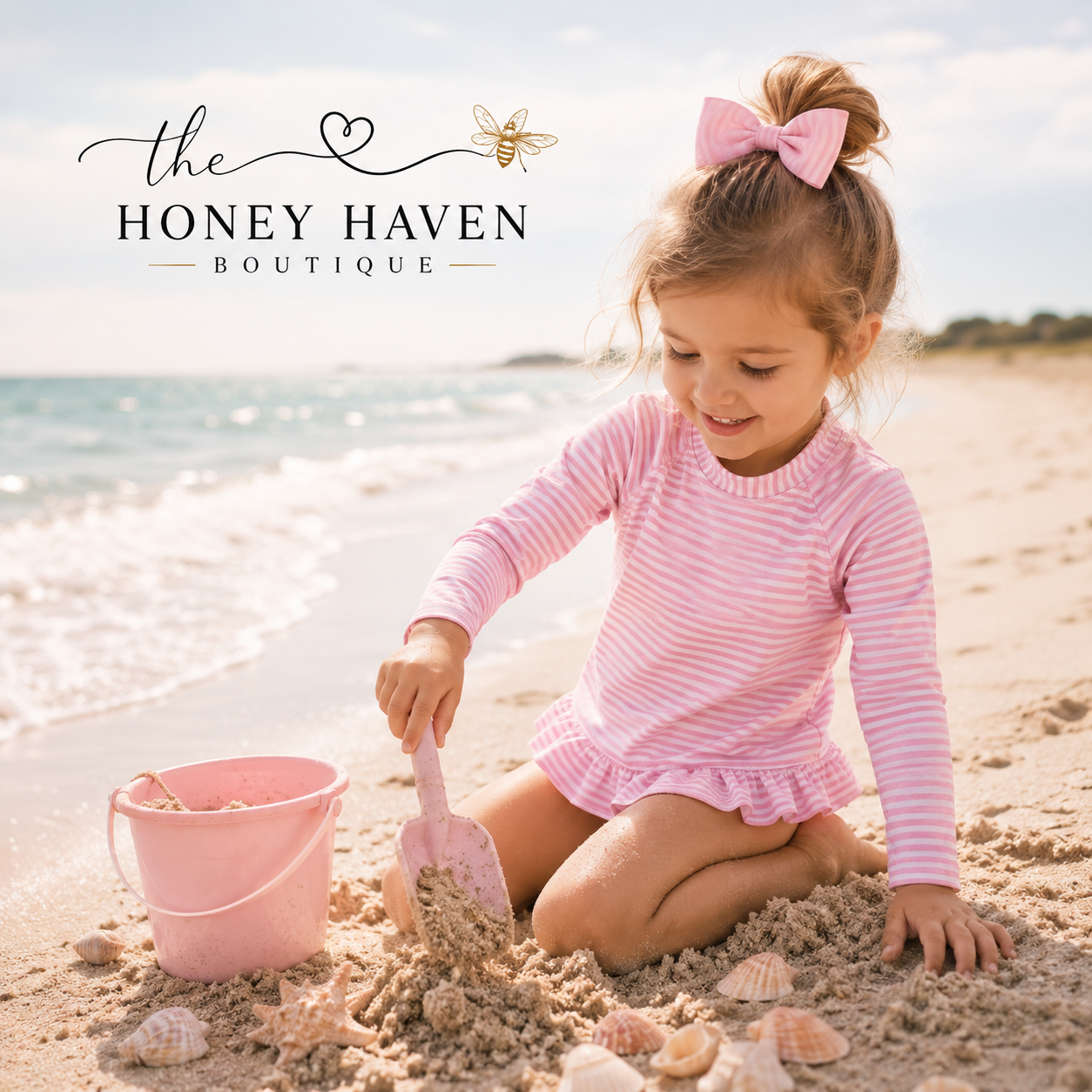 ☀️ Kids UPF50+ Ruffle Rash Guard Swim Top – Pink ☀️