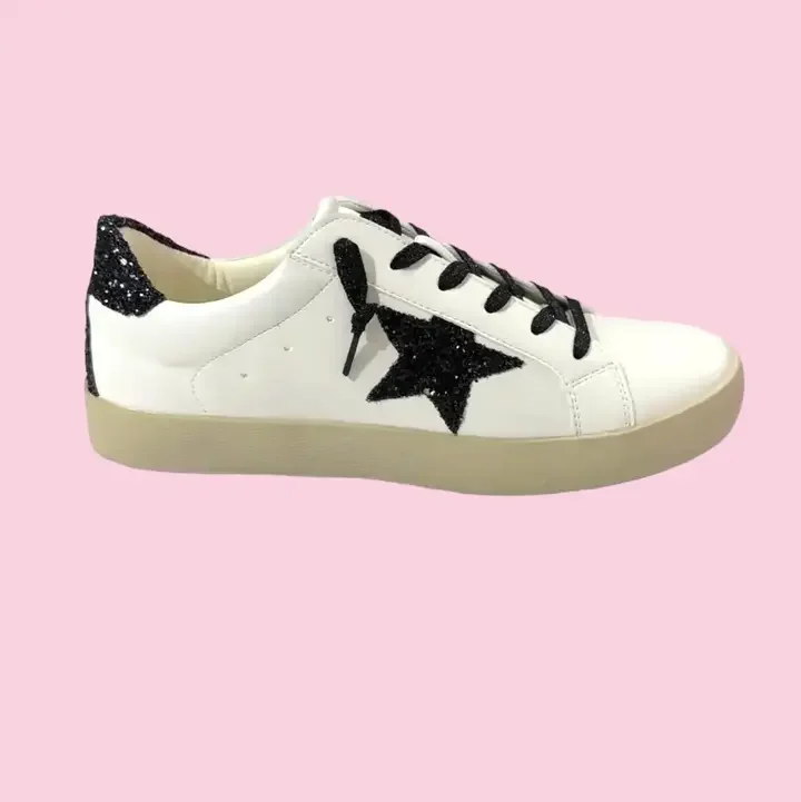 Piper Black and White Glitter Sneaker