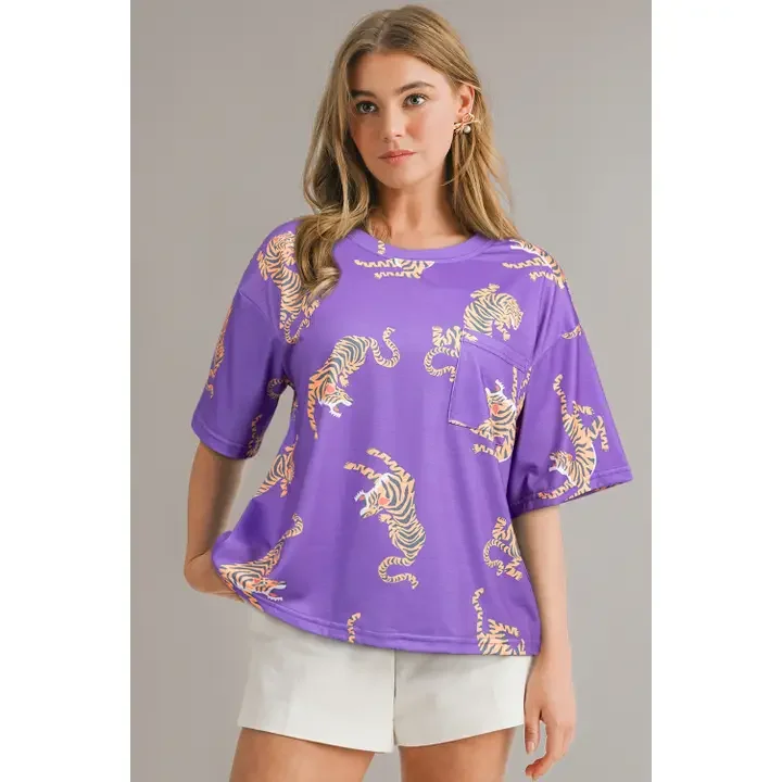 Tiger Printed Short Sleeve T Shirt | S-XL