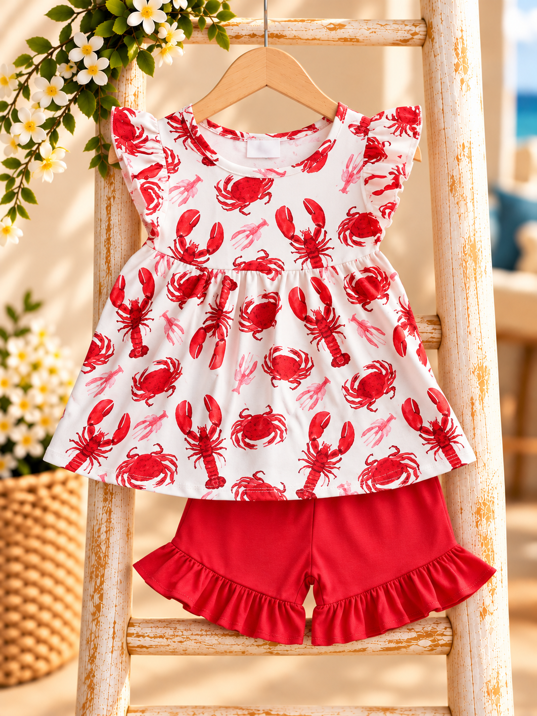Beachy Lobster Print Children’s Outfit.png