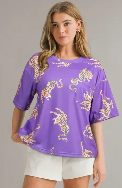 Tiger Printed Short Sleeve T Shirt | S-XL