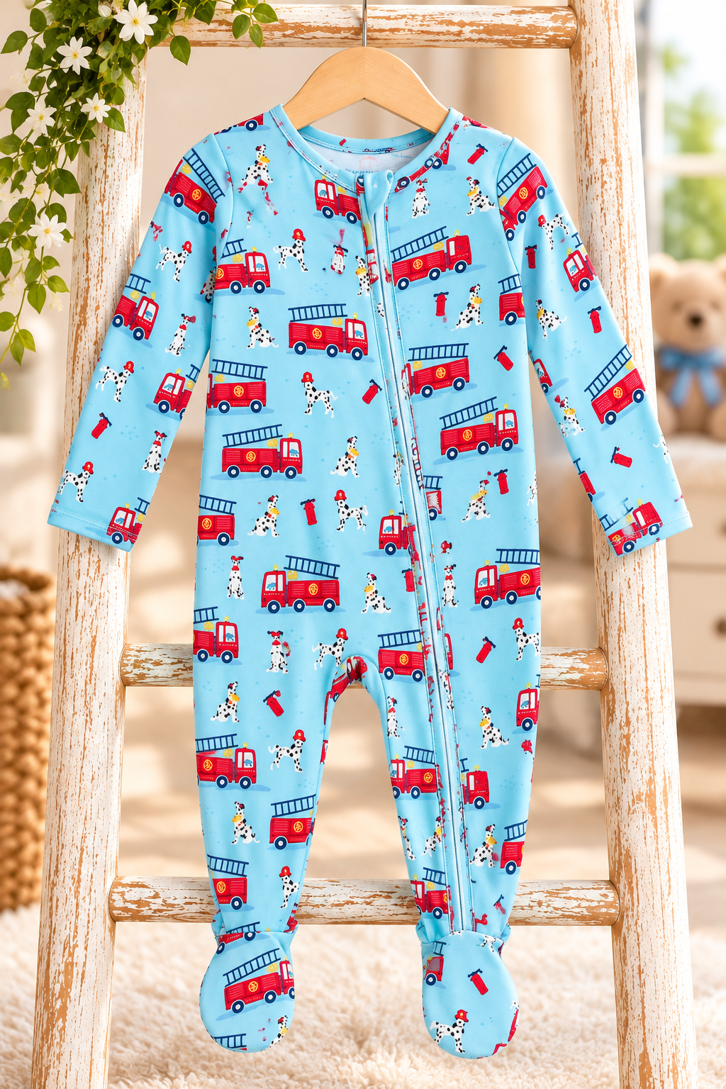 Firetruck Friends Footed Romper.png