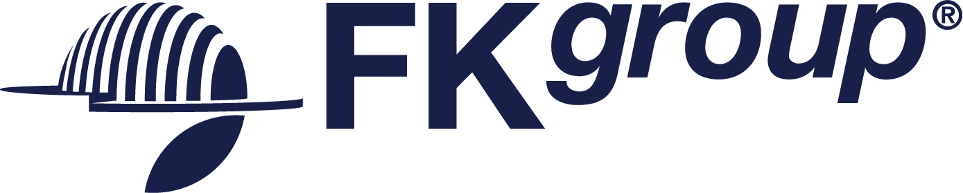 FK Group logo with a stylized globe and leaf design.