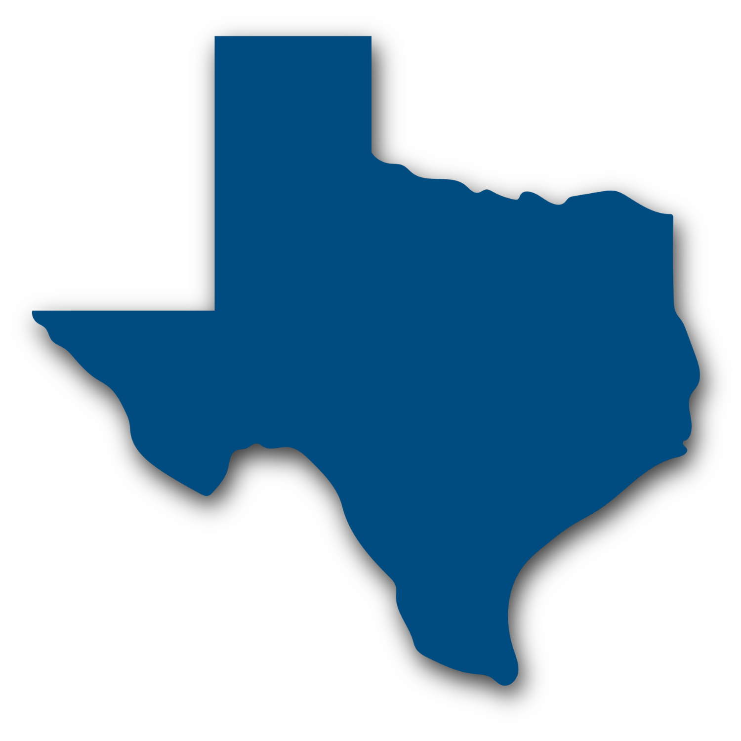 Map of Texas with a water droplet shape overlay.