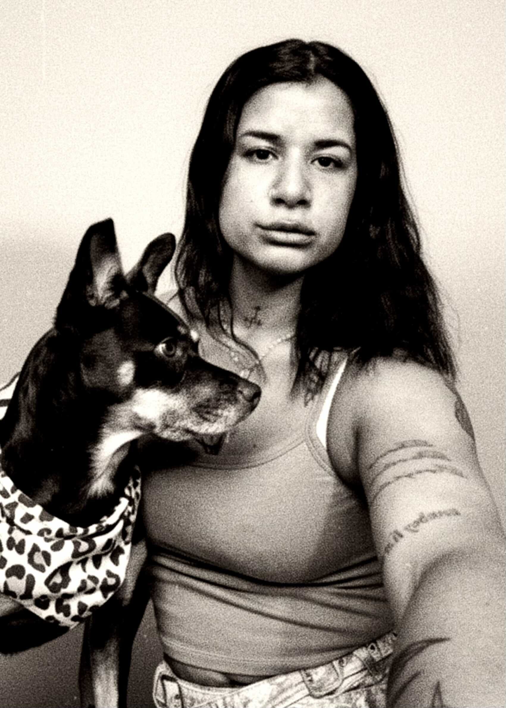 House of Babalon Jules Van Wright Black and White image of a woman and a small dog