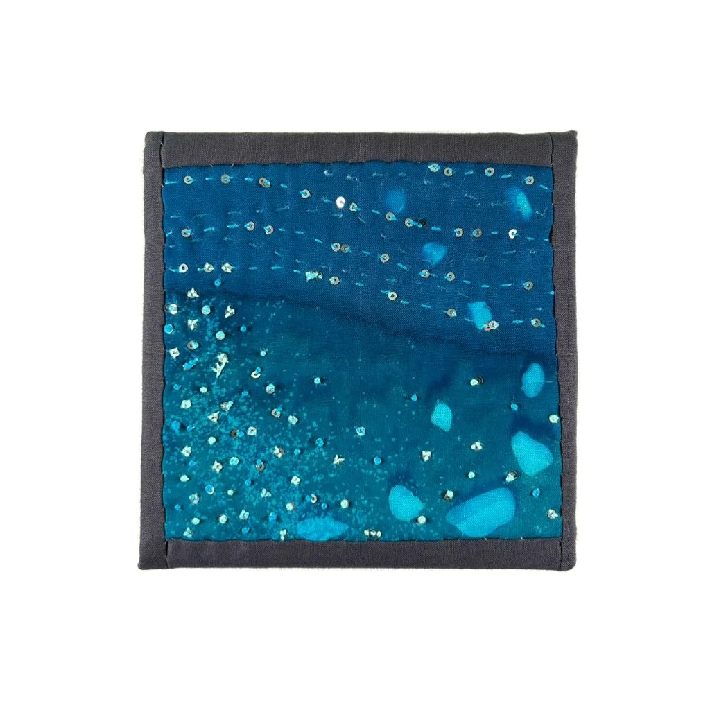 "Sea, Sand, Stone" Framed Quilt Artwork