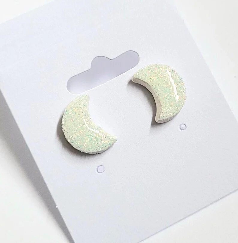 Pixie Dust Moon Stud Earrings