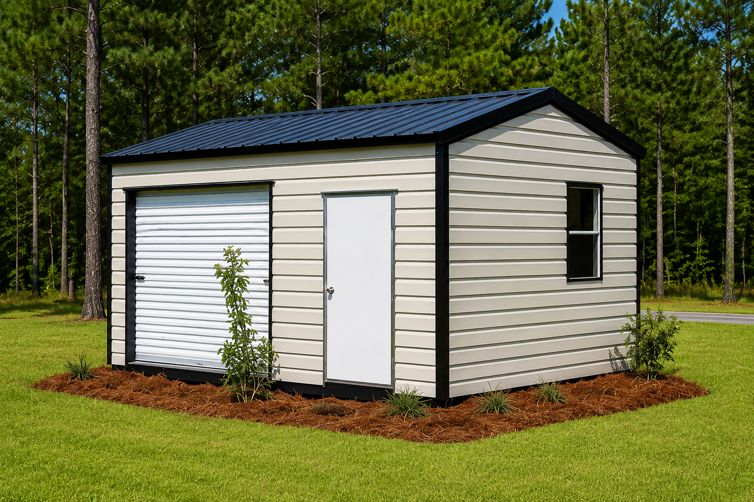 Aluminum portable garage and workshop building in South Carolina