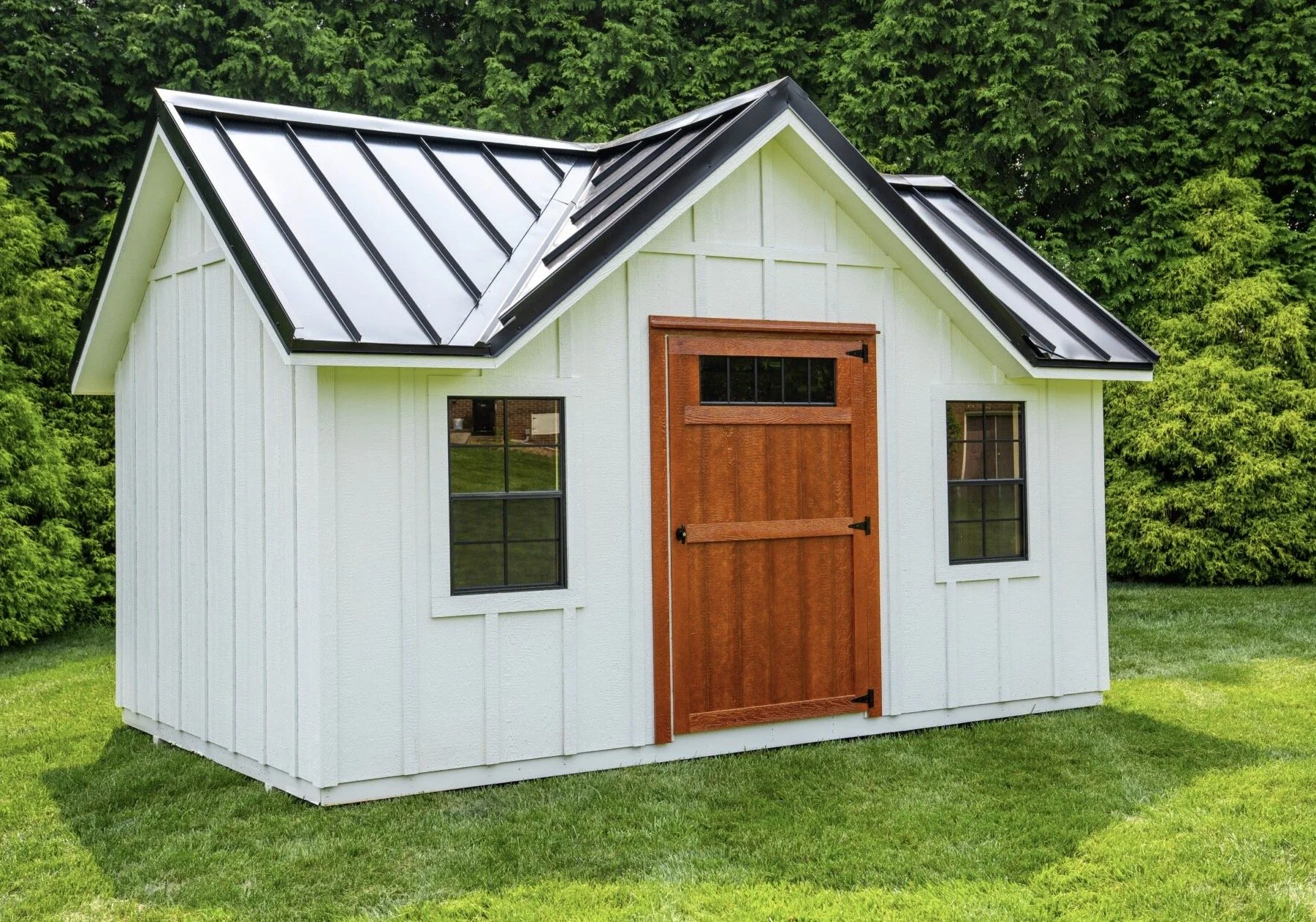 Custom wood frame portable shed building in South Carolina