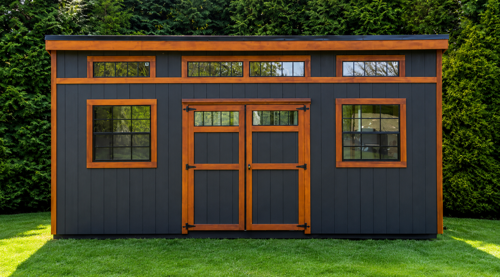 The Modern Shed combines clean architectural lines with contemporary style, making it ideal for backyard offices, creative studios, home gyms, and modern storage solutions.