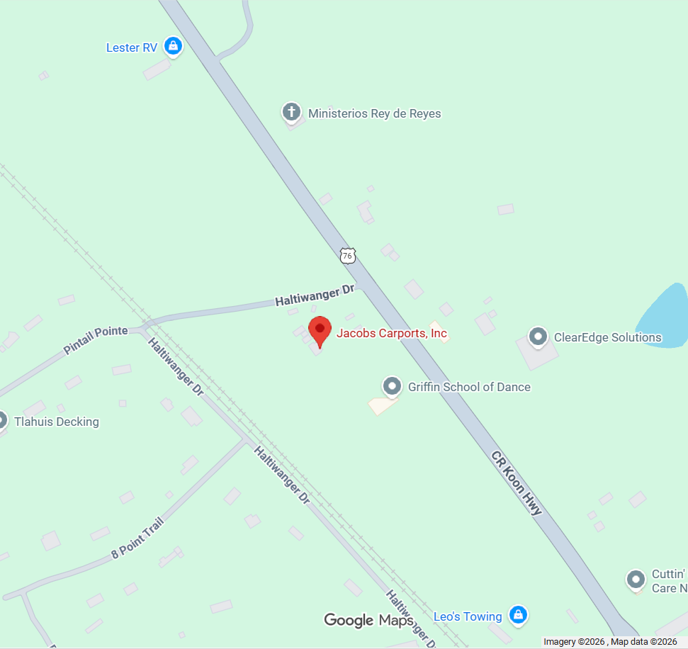 Map showing the location of Jacobs Carports in Newberry, South Carolina