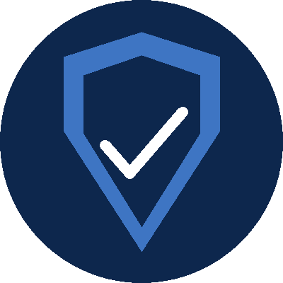 Shield with a checkmark inside, symbolizing security or protection.