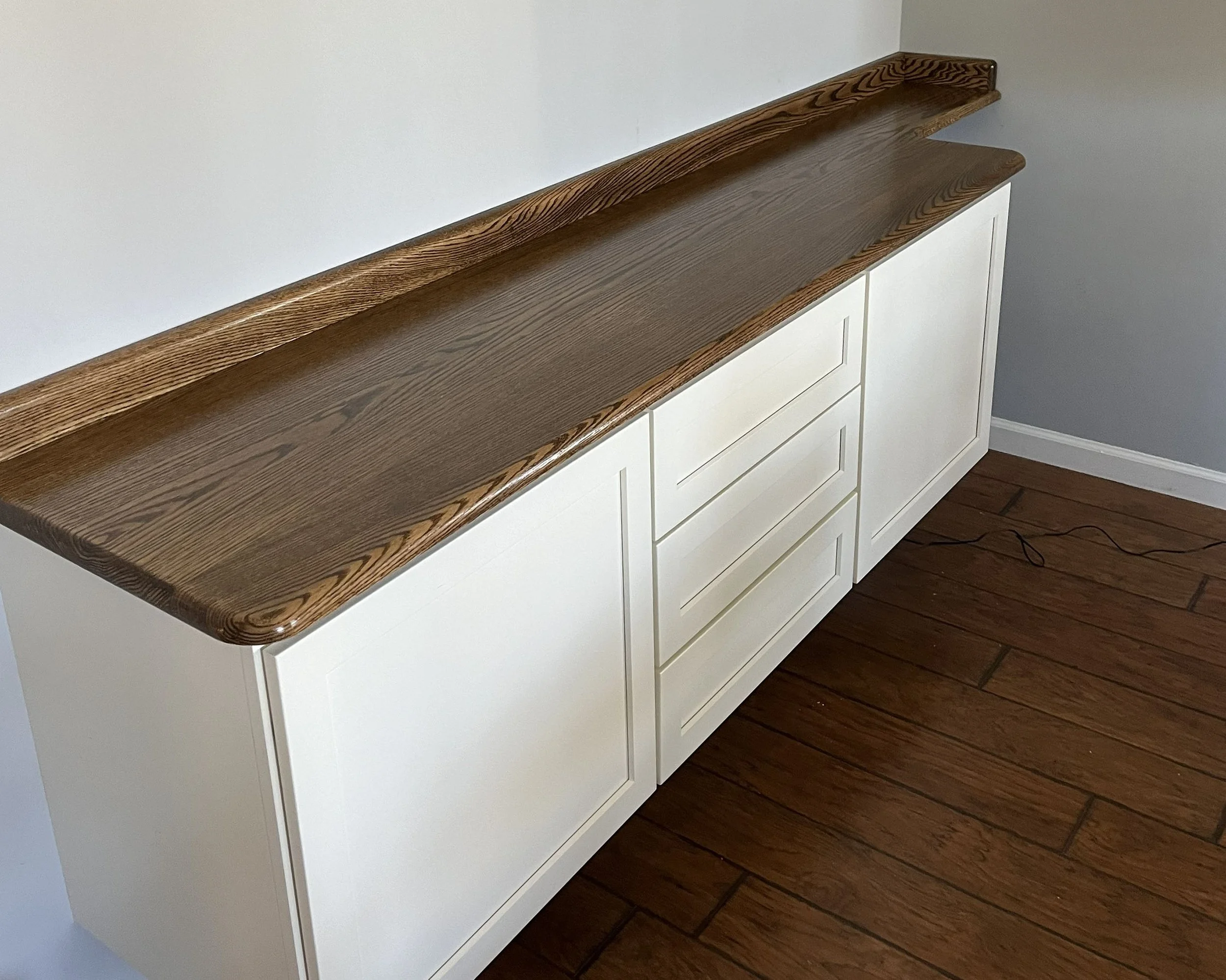 Custom cabinets with wood grain counter