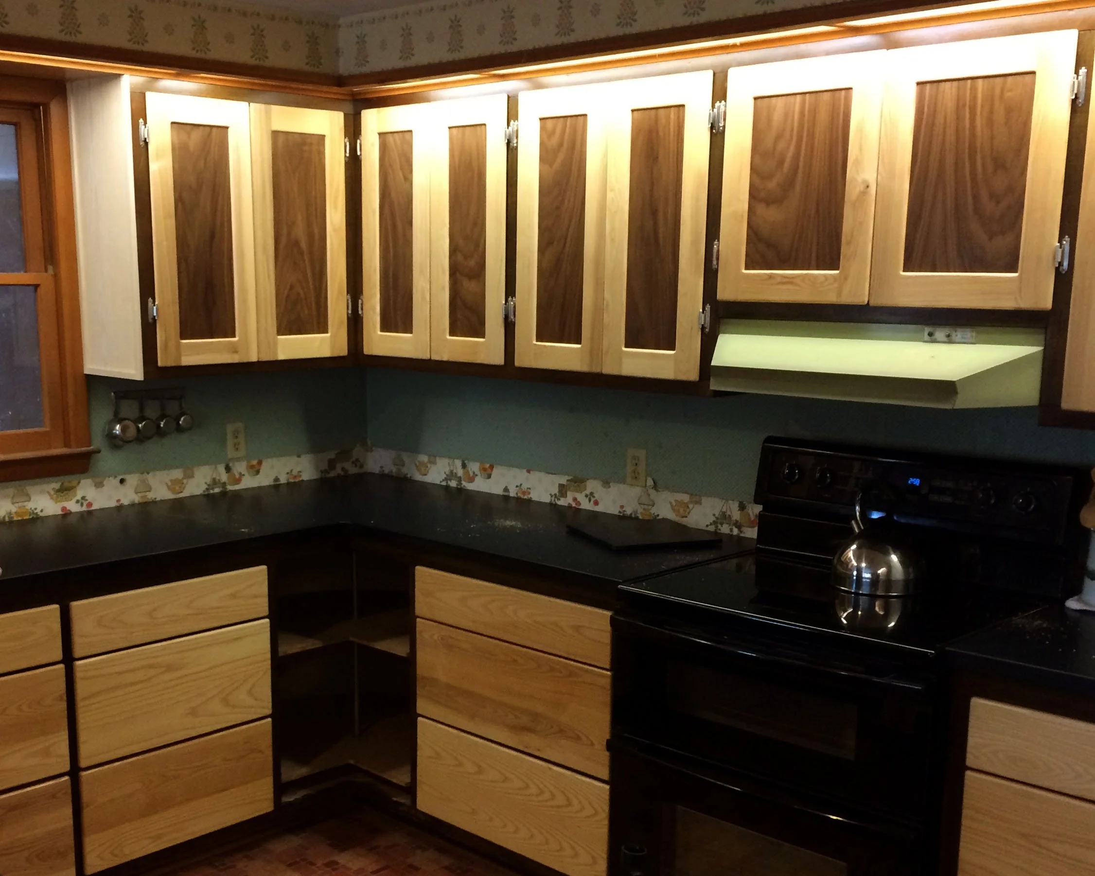 Custom cabinets with contrasting species