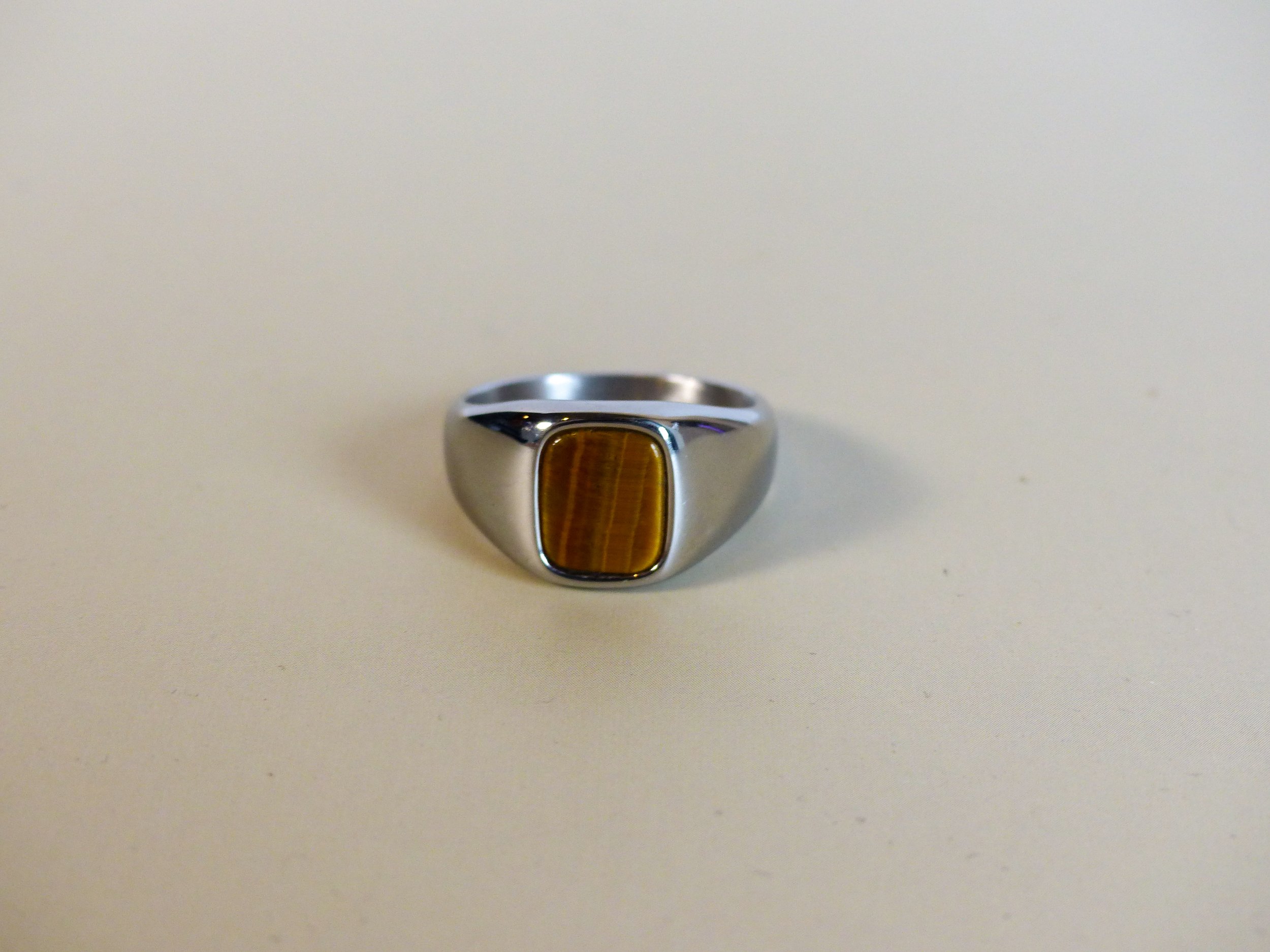 Signet Ring  Stainless Steel Tiger Eye Stone