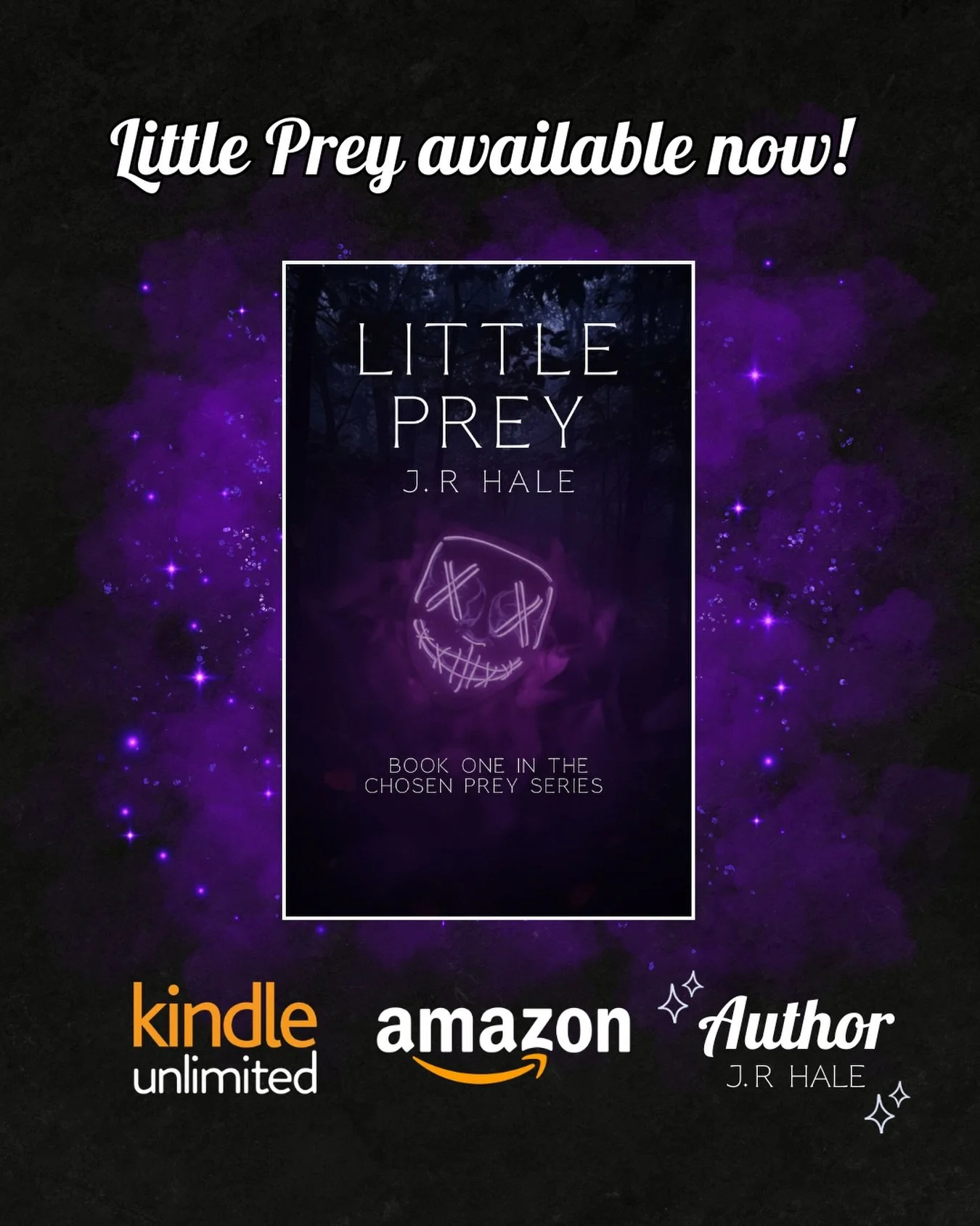 Little Prey is officially available for the world to read 🥹🥳💜 

Little Prey, book 1 in the Chosen Prey Series, is a dark romance book set in a primal play world with survivor style mechanics, lots of spice &amp; tactical game play. Here&rsquo;s a 