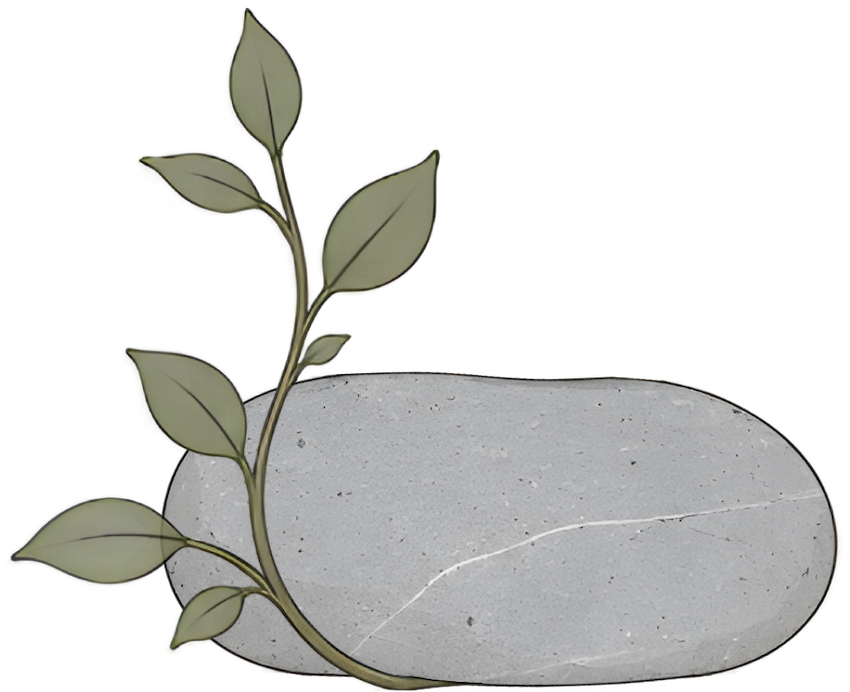 Decorative stone with a small green leafy branch growing around it for Pillar Psychology with Dr. Katie Meier, a therapist in New Jersey.