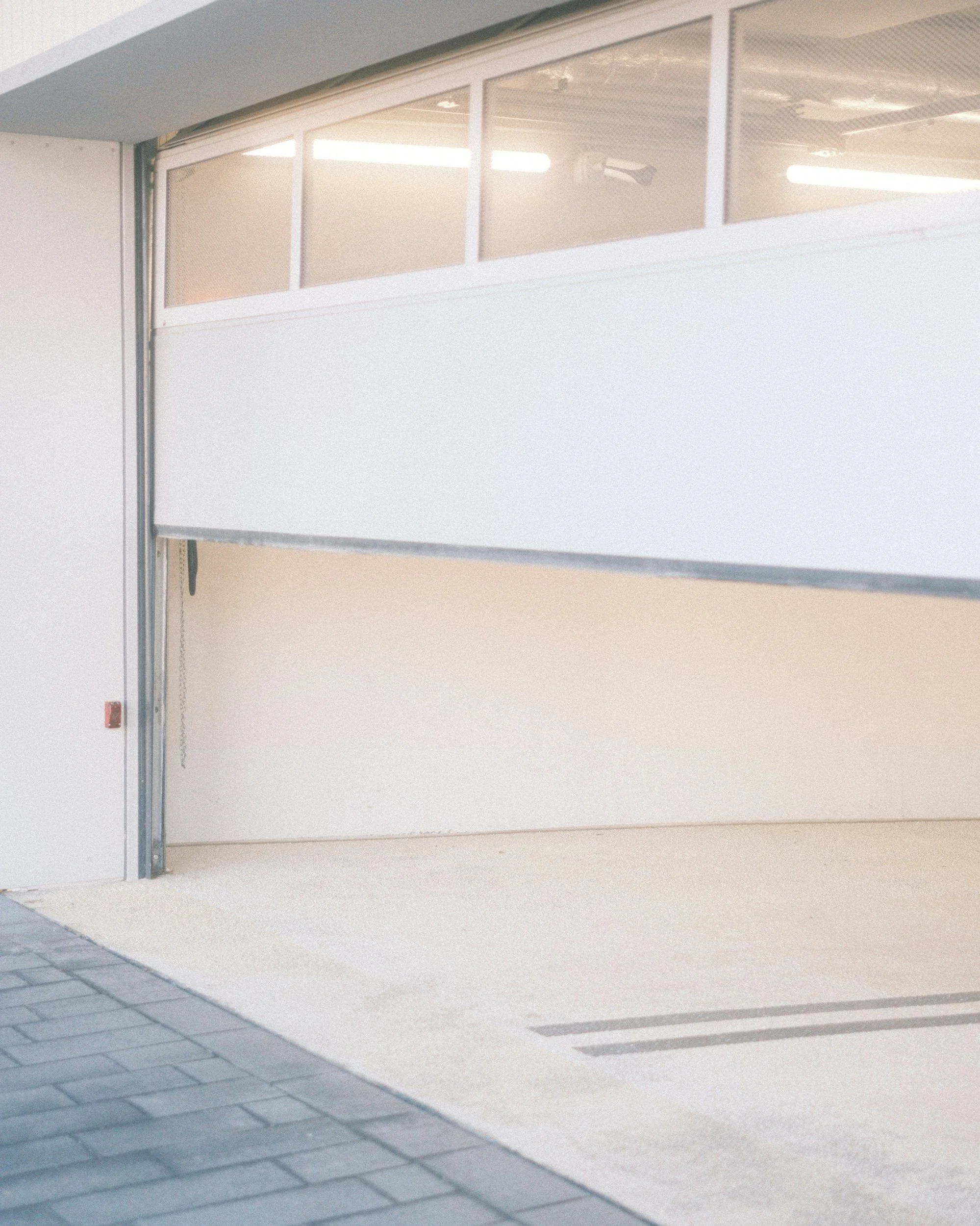 Commercial glass overhead garage doors installed by Alpine Overhead Doors for businesses and storefronts in San Diego County.