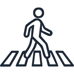 Icon of a person walking on a crosswalk