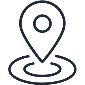 Icon of a location pin over a circular map element.