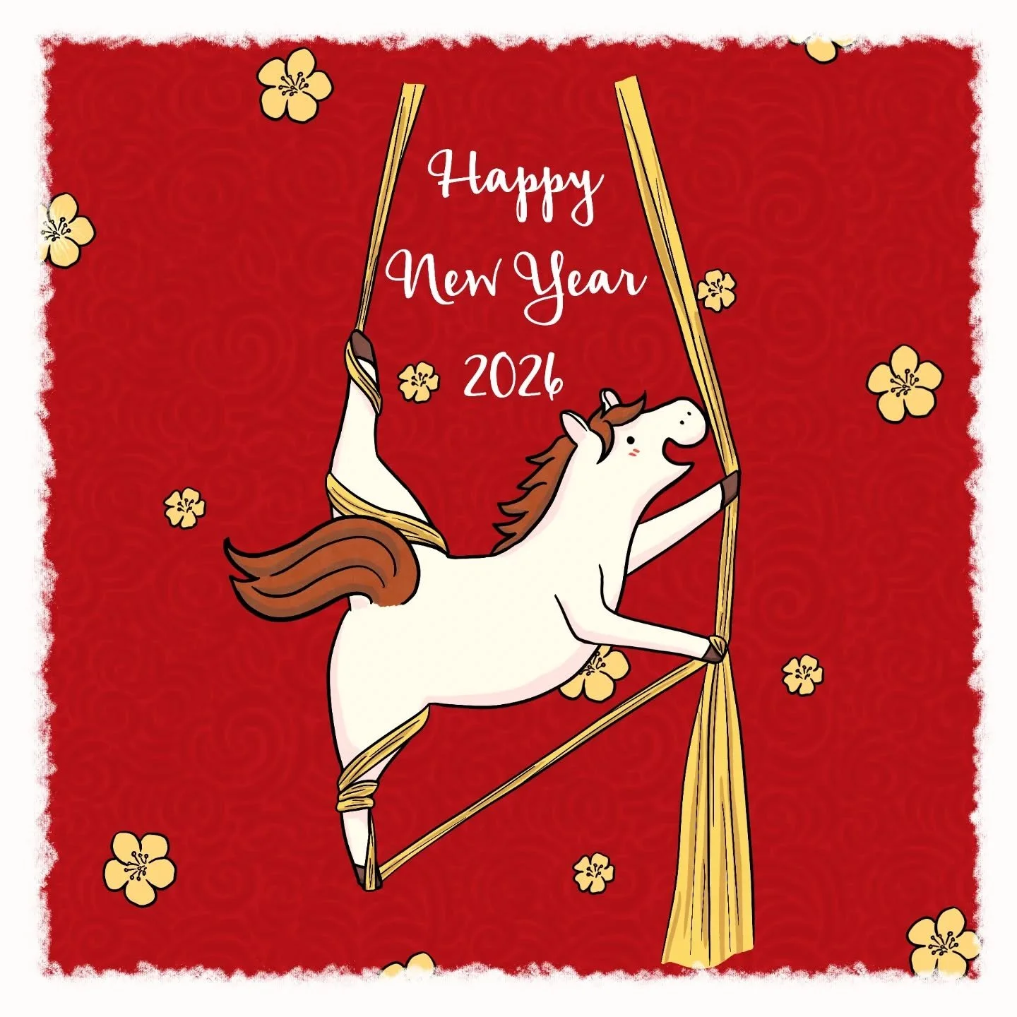 Lunar new year is coming in 1 week! Next year is going to be the year of the horse so of course I have to do an aerial horse to celebrate. I posted a hint of this drawing on my story and most people guessed unicorn 🦄 and a few guessed cow 🐄 . Well,