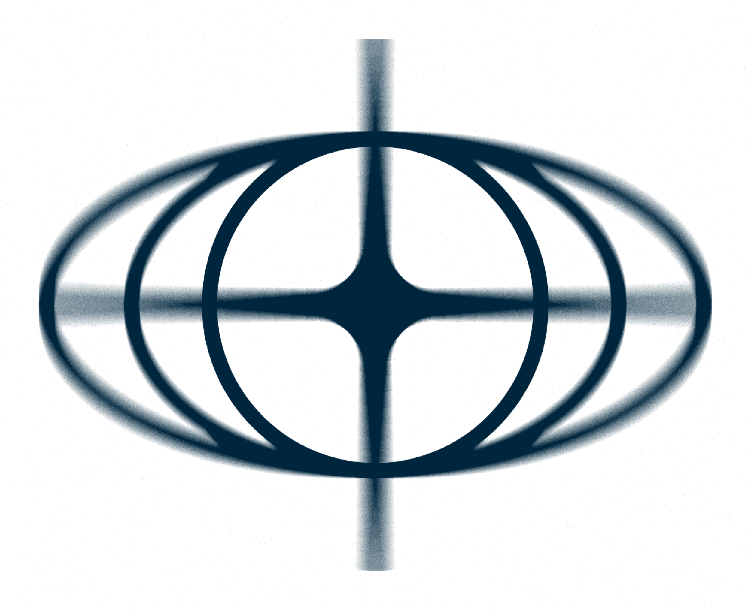 Un symbole représentant la paix, avec des lignes qui forment une sphère, couleur bleue foncée.