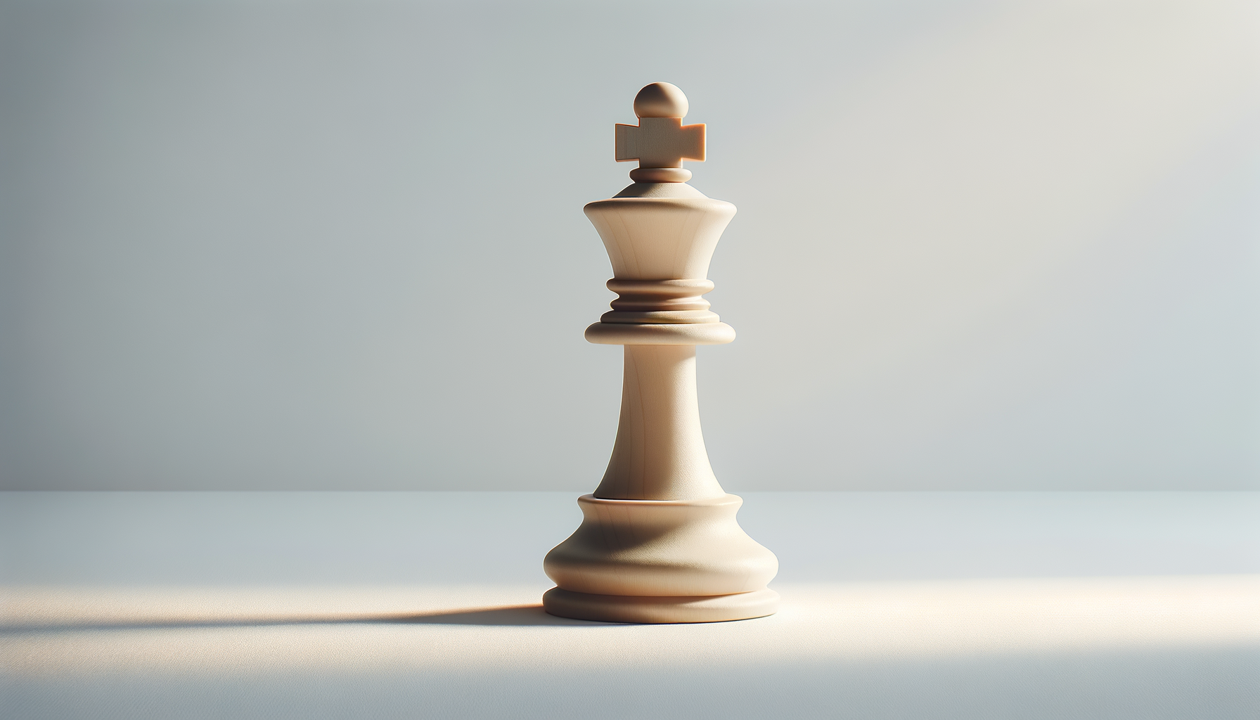 A white chess king piece with a wooden pawn on top, set against a plain light background.