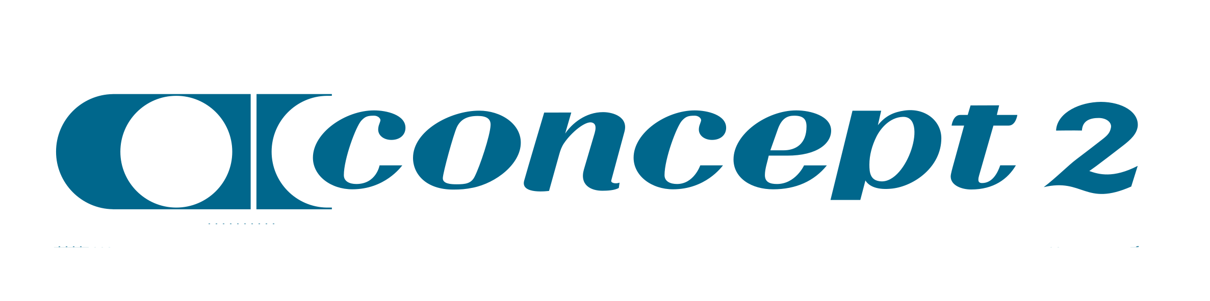 Concept 2 logo in blue text on black background