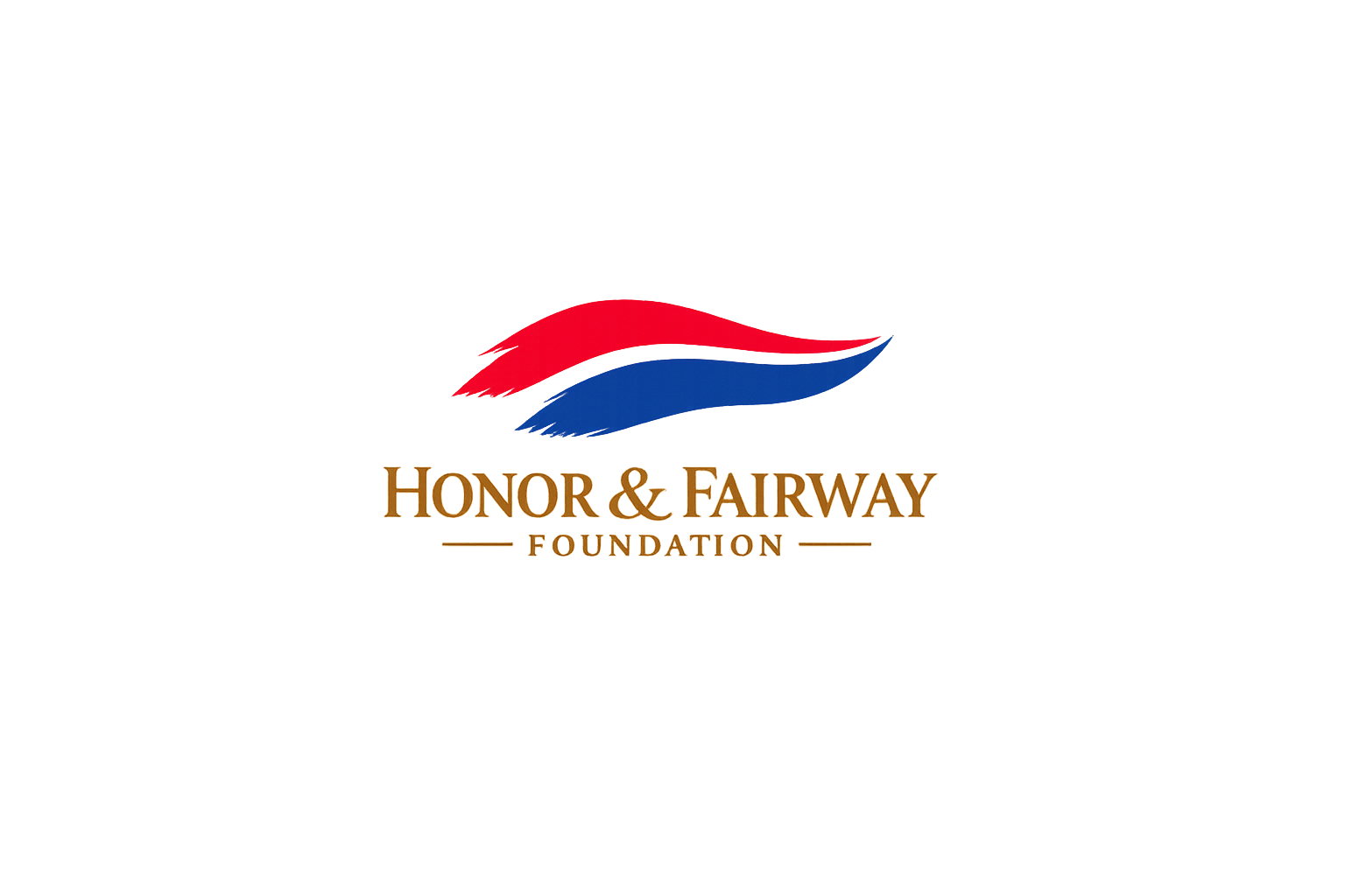 Logo of the Honor & Fairway Foundation with a red and blue swoosh above the text.