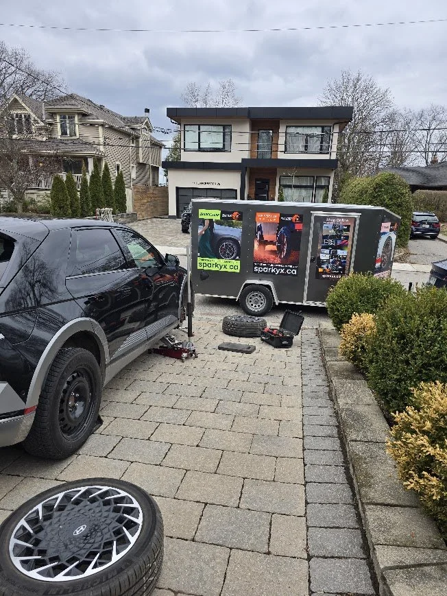 EV Mobile Tire Change Service - installing the summer wheels on a Hyundai Ioniq 5, at home.