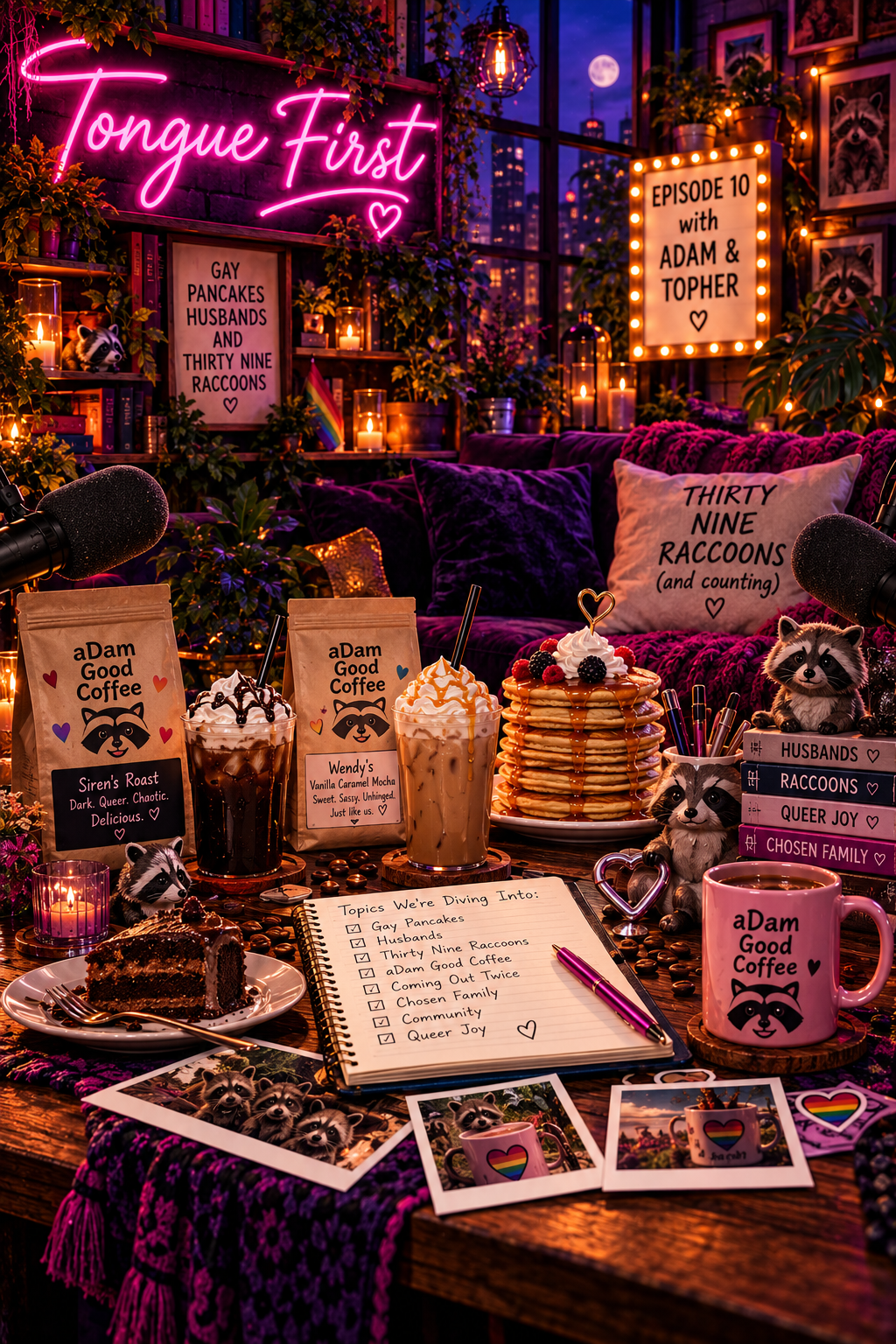 Ep 10: Gay Pancakes, Husbands, and Thirty Nine Raccoons with Adam &amp; Topher
