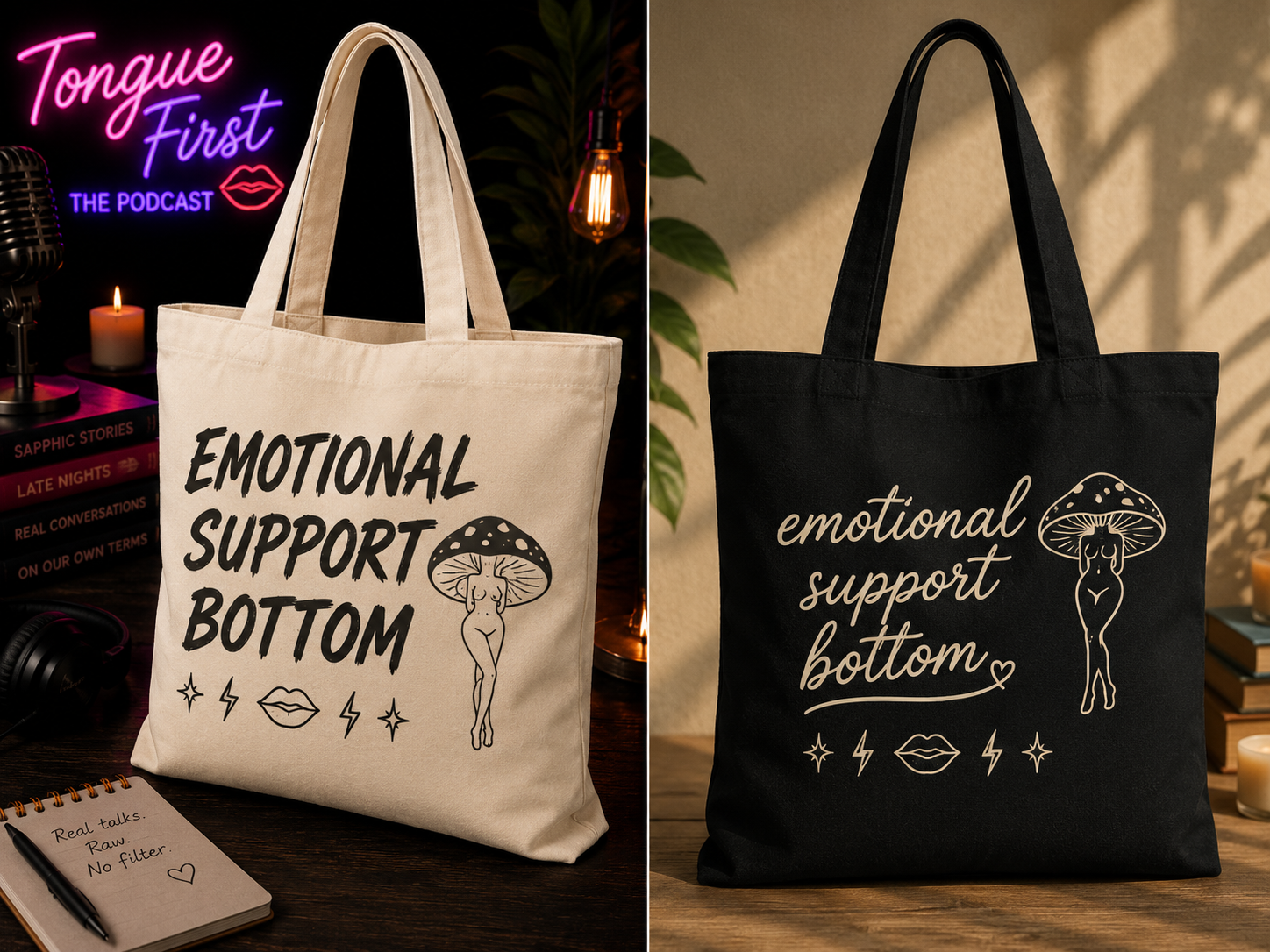 Emotional Support Bottom Tote Bag