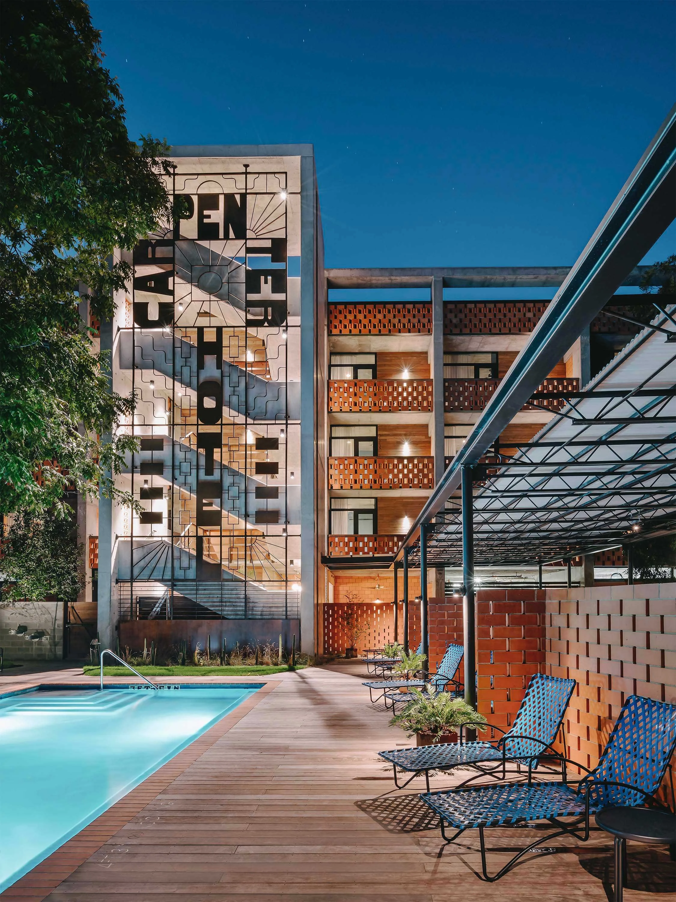 The pool at the Carpenter Hotel