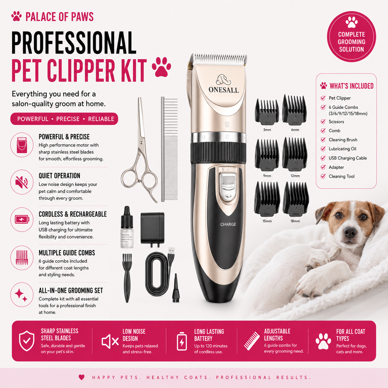 Pet Grooming Hair Clipper Kit