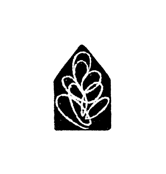 White abstract line drawing of a leaf or plant on a black background.