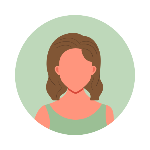 Illustration of a woman with shoulder-length brown hair, wearing a sleeveless mint green top, against a circular light green background.